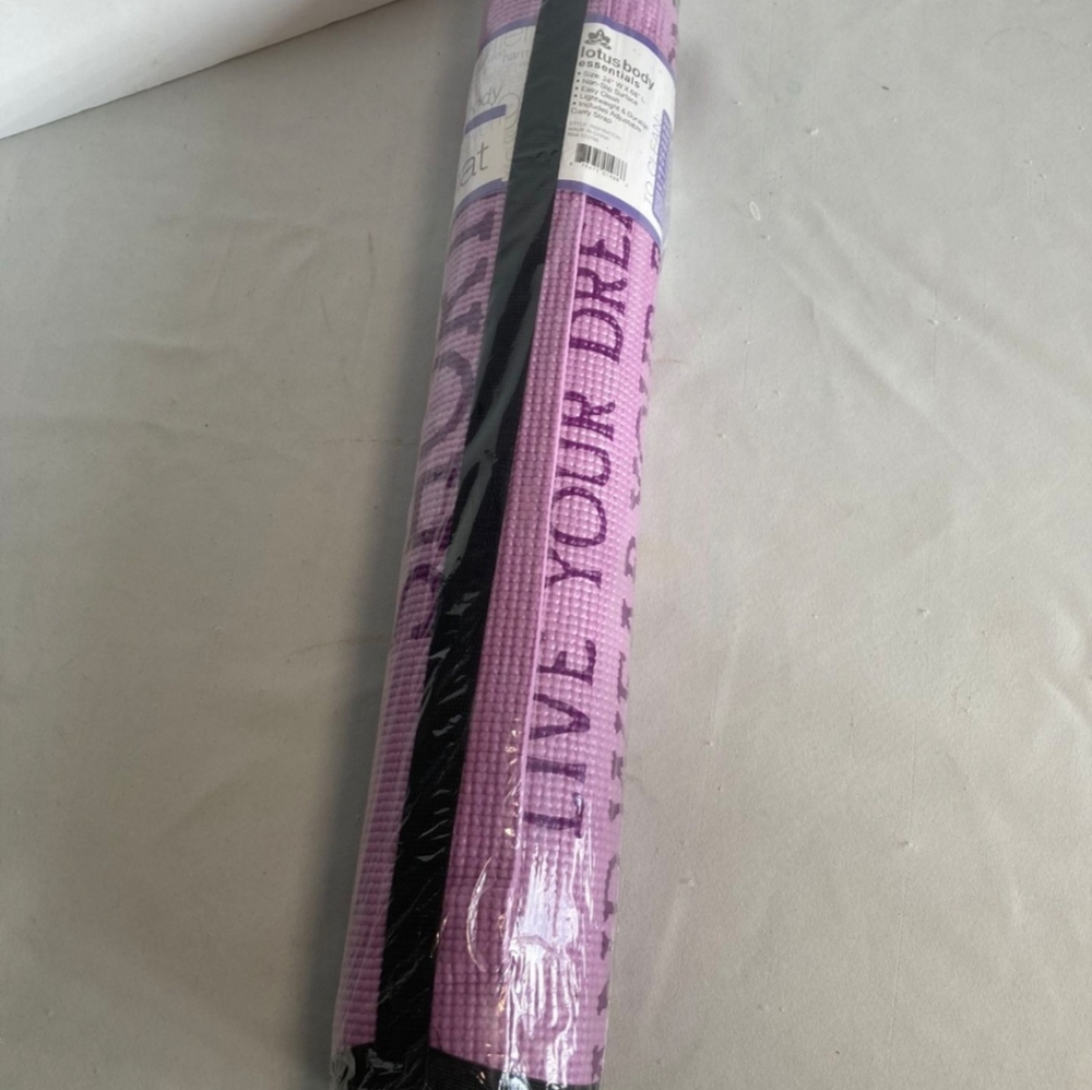 Lotus Body Essentials Basic Yogamat Purple Non Slip Yoga Mat Lightweight W Strap